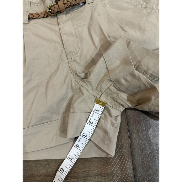 NWT Sonoma Women’s Size 12 Tan Khaki MidRise Belted Modern Short Comfort Stretch - Picture 12 of 16
